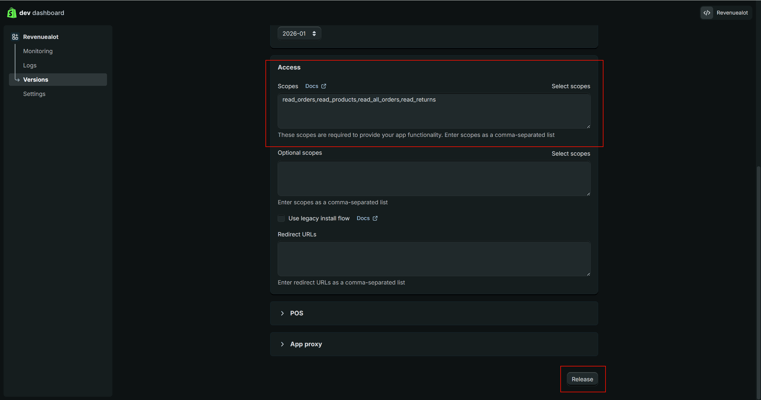配置 scopes 并发布
