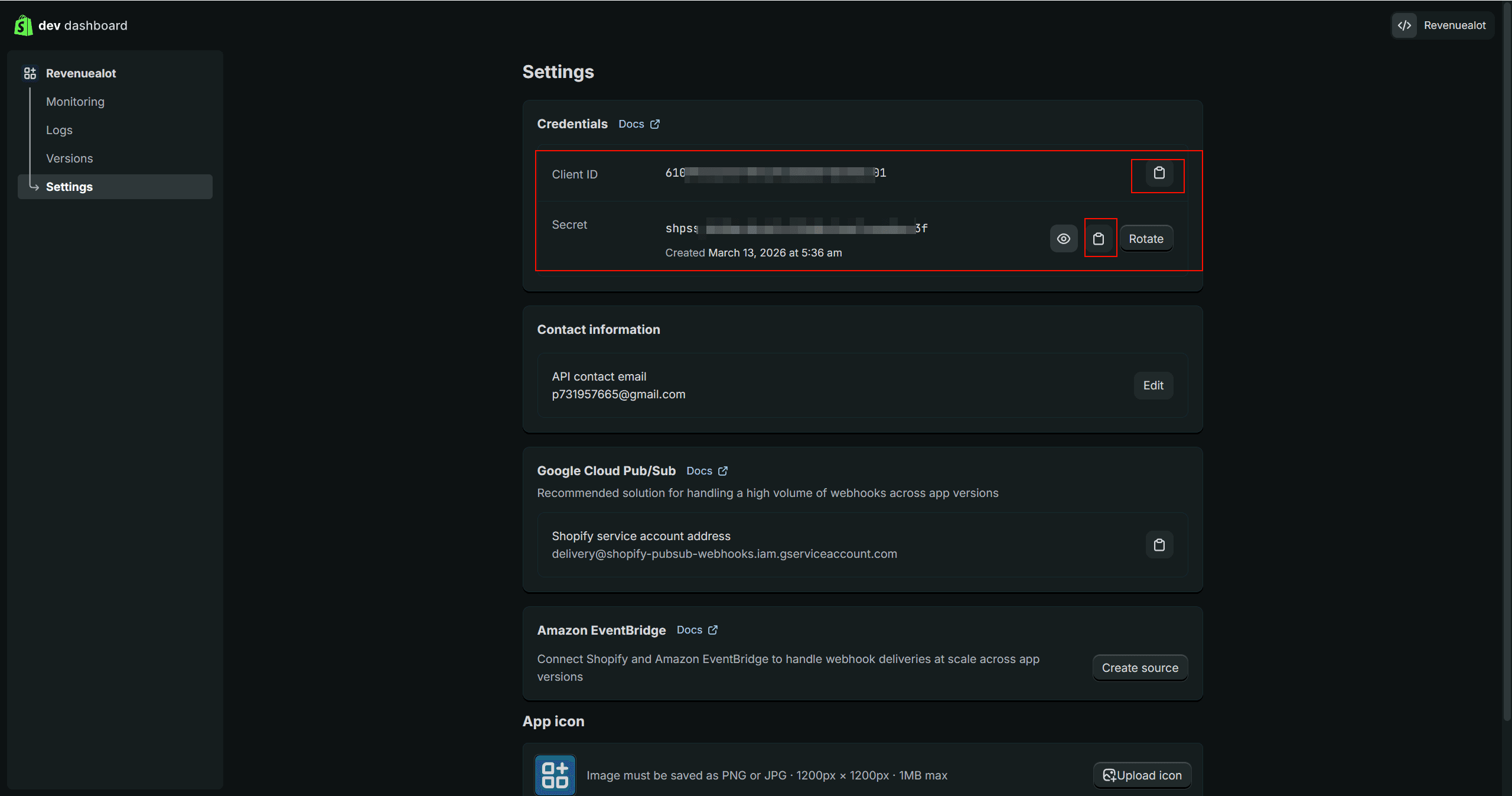 复制 Client ID 和 Client Secret